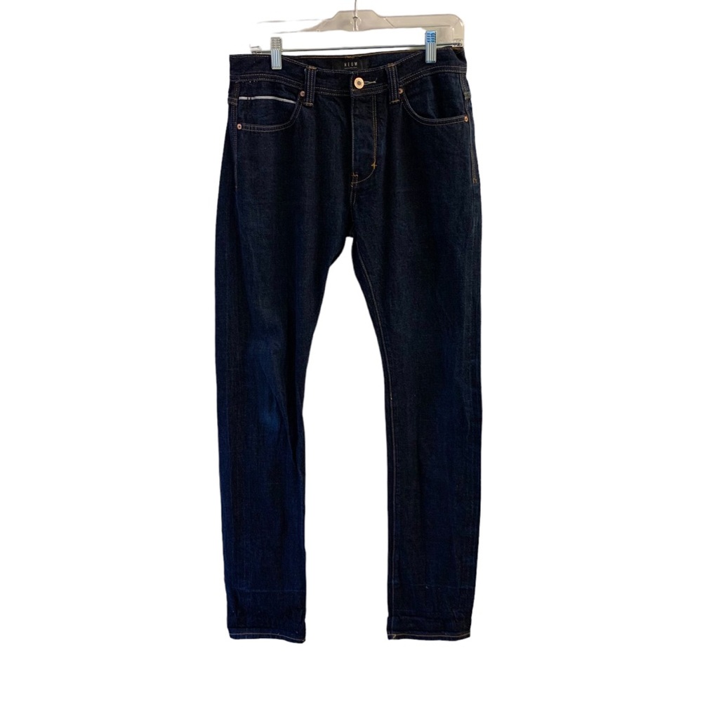 NEUW Lou Slim Men Selvedge Jeans Size 30 x 34 Raw Dark Wash Blue Stretch Cotton